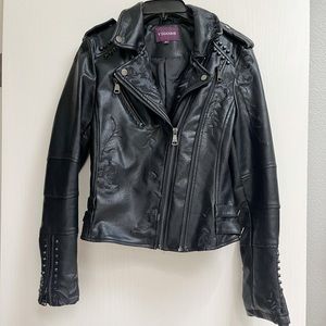 Vigoss studded embroidered vegan leather jacket